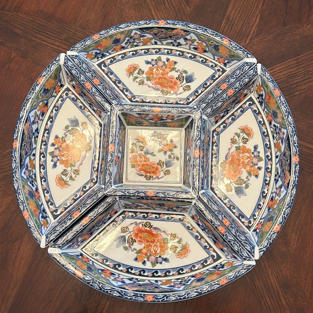 GUMP’S San Francisco 6 pc Lazy Susan.  Beautiful Japanese Floral design.  NWOT